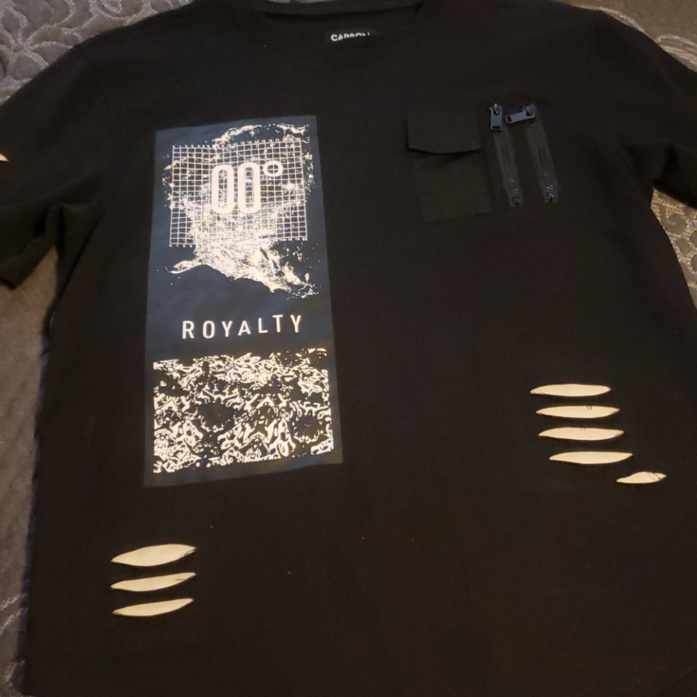 CARBON BRAND black distressed long t-shirt